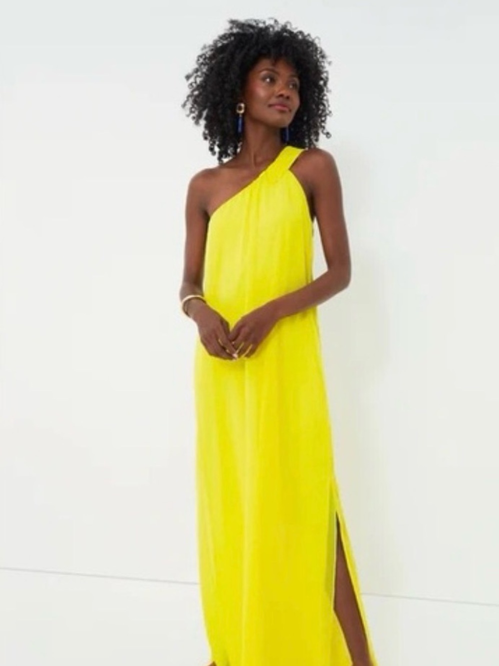 Tuckernuck One-Shoulder Bright Yellow Maxi Dress